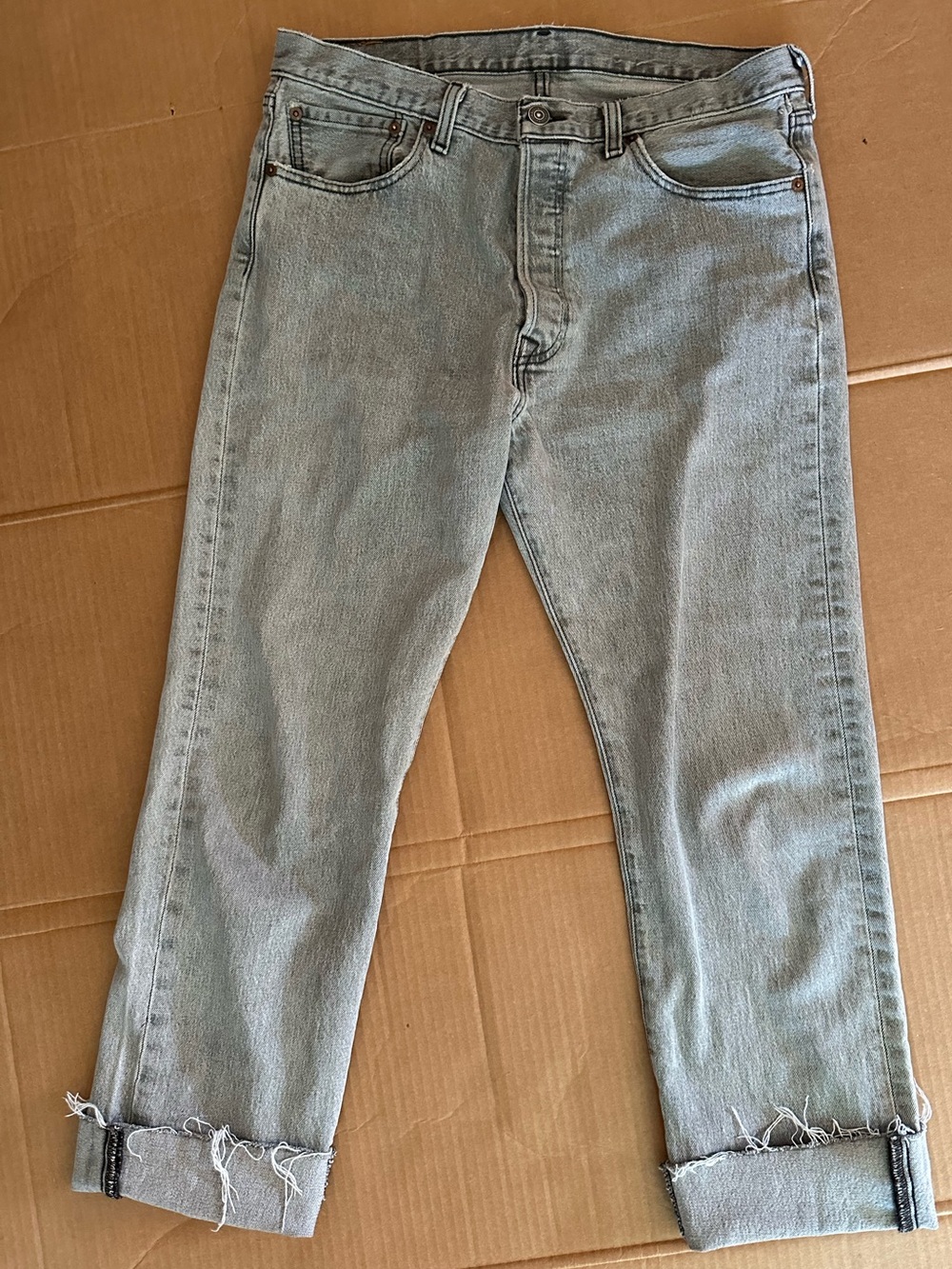 Levi's Light Blue Relaxed Jeans with Cuffed Raw Hem